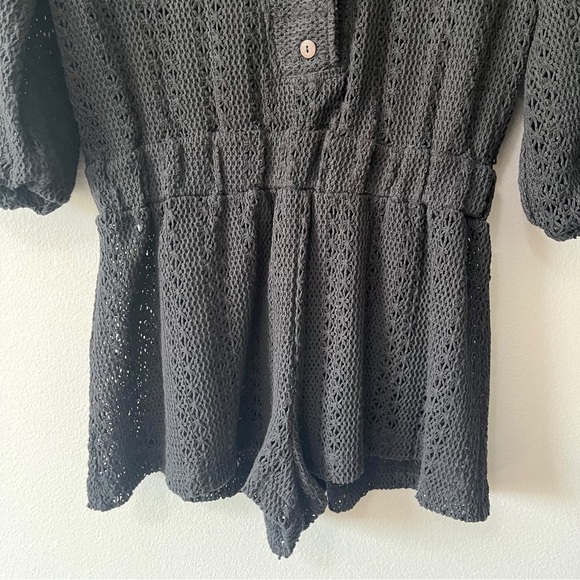Free People Beach Ryan Romper Black Crochet Size Medium Swim Coverup NEW - Picture 8 of 11